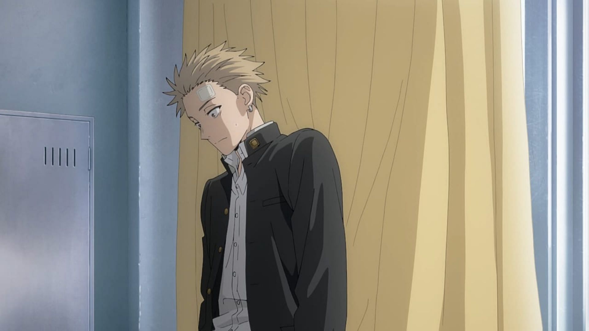 Rintaro closes the curtains (Image via CloverWorks)